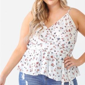 Floral Wrap Top - White